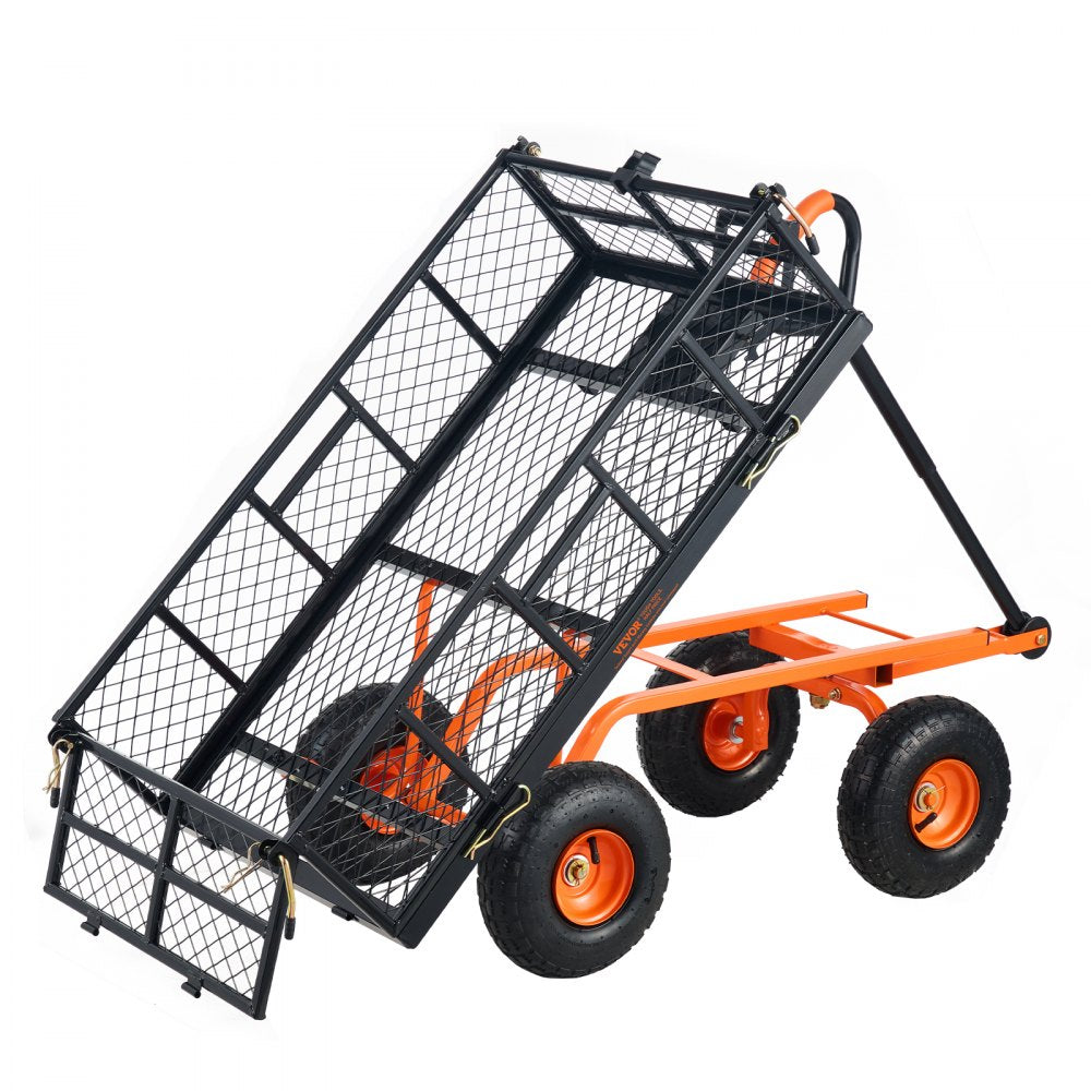 TC4211FKB - 880 lbs Capacity Metal Dump Cart with 10" Wheels