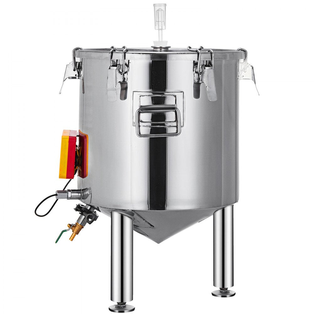 010126762078 - 14 Gallon Stainless Steel Fermenter with Thermometer and Conical Base