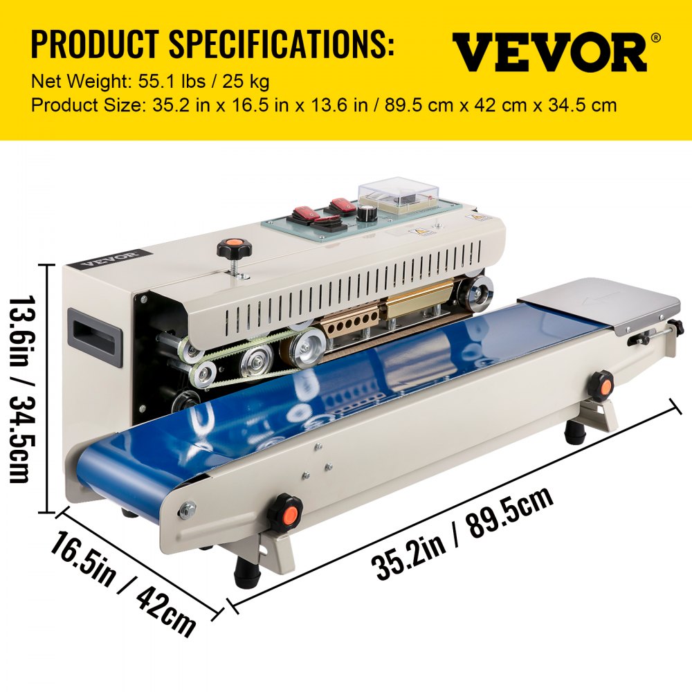 FR900 - High-Speed Continuous Sealer for Plastic Films, 0.24-0.6" Width