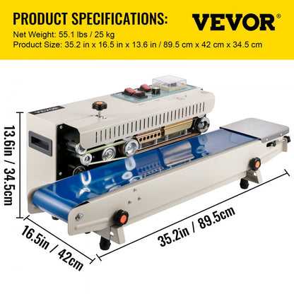 FR900 - High-Speed Continuous Sealer for Plastic Films, 0.24-0.6" Width