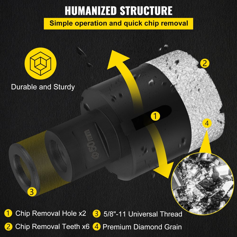 QHKZ6PCS - Versatile Diamond Hole Saw Set for Porcelain, Granite & Marble