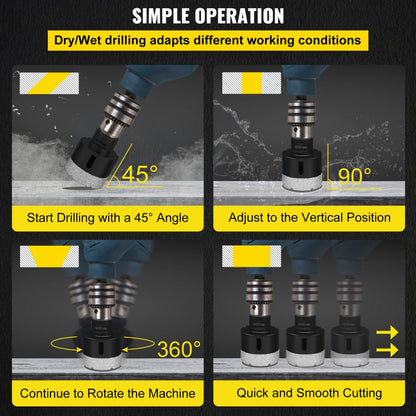 QHKZ6PCS - Versatile Diamond Hole Saw Set for Porcelain, Granite & Marble