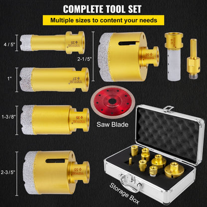 QHKZ7PCS - Premium Diamond Drill Set for Porcelain, Granite & Marble