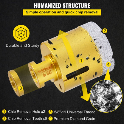 QHKZ7PCS - Premium Diamond Drill Set for Porcelain, Granite & Marble