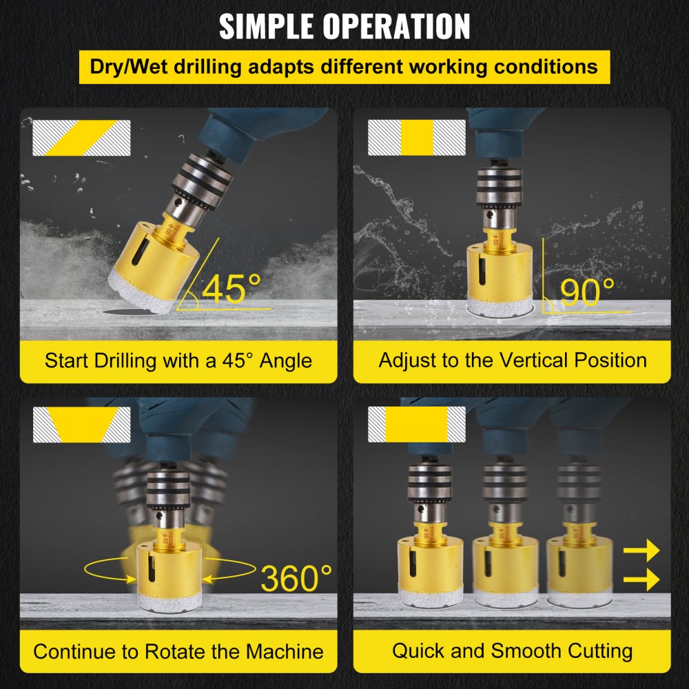 QHKZ7PCS - Premium Diamond Drill Set for Porcelain, Granite & Marble