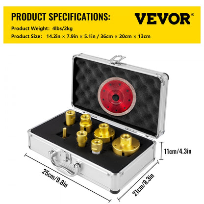 QHKZ7PCS - Premium Diamond Drill Set for Porcelain, Granite & Marble