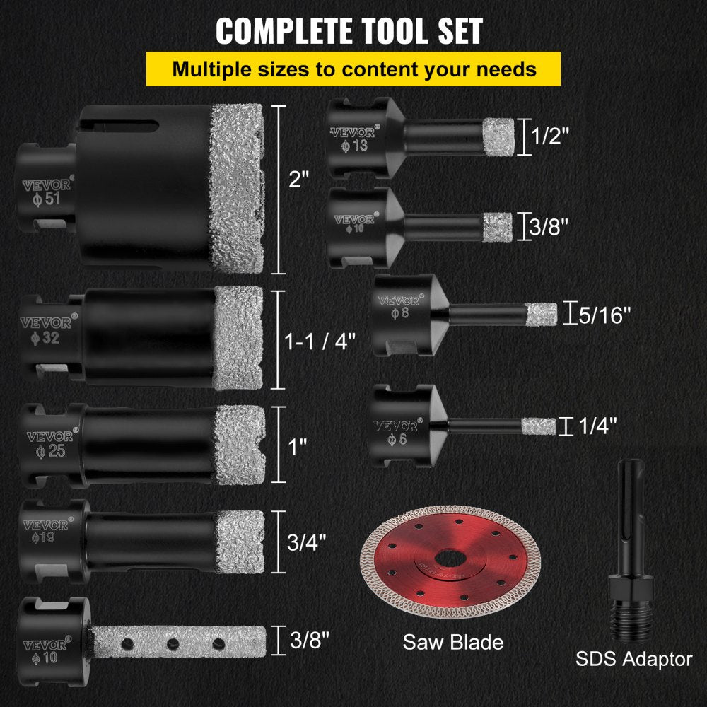 QHKZ10PCS - Premium Diamond Drill Bits Set for Porcelain & Granite