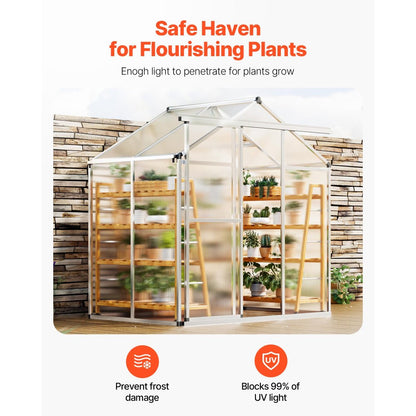 SNG190-2 - Durable 6.06 x 4.13 Ft Polycarbonate Greenhouse with Ventilation