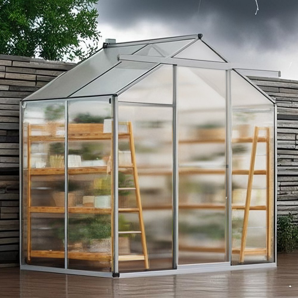 SNG190-2 - Durable 6.06 x 4.13 Ft Polycarbonate Greenhouse with Ventilation