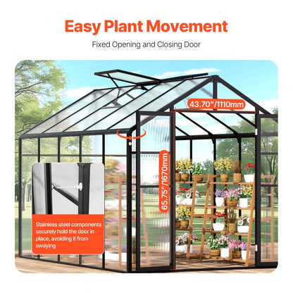 AM035 - 8x10 Ft Polycarbonate Greenhouse with Adjustable Vents