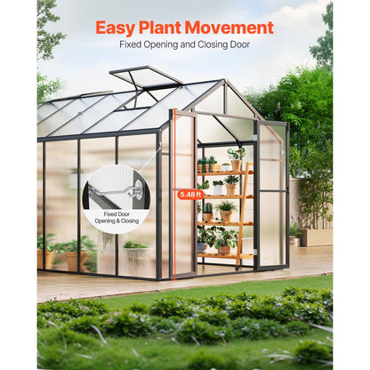 AM036 - 8x12 Ft Polycarbonate Walk-In Greenhouse with Dual Ventilation