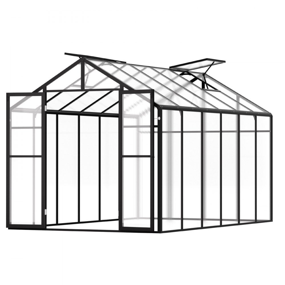 AM036 - 8x12 Ft Polycarbonate Walk-In Greenhouse with Dual Ventilation