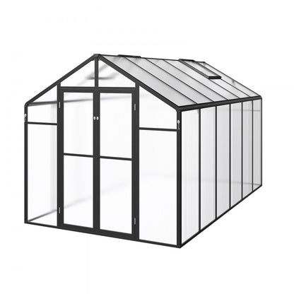 AM036 - 8x12 Ft Polycarbonate Walk-In Greenhouse with Dual Ventilation