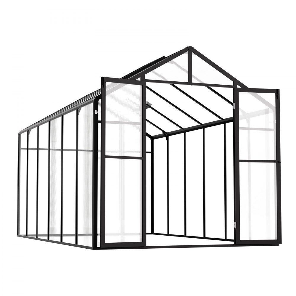 AM036 - 8x12 Ft Polycarbonate Walk-In Greenhouse with Dual Ventilation