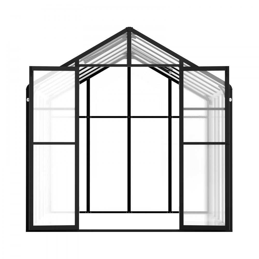 AM036 - 8x12 Ft Polycarbonate Walk-In Greenhouse with Dual Ventilation