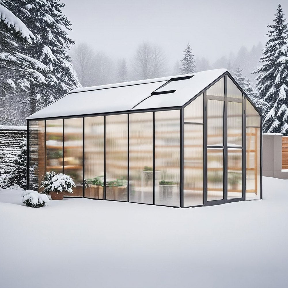 AM037 - 8x14 Ft VEVOR Polycarbonate Greenhouse with Dual Roof Ventilation