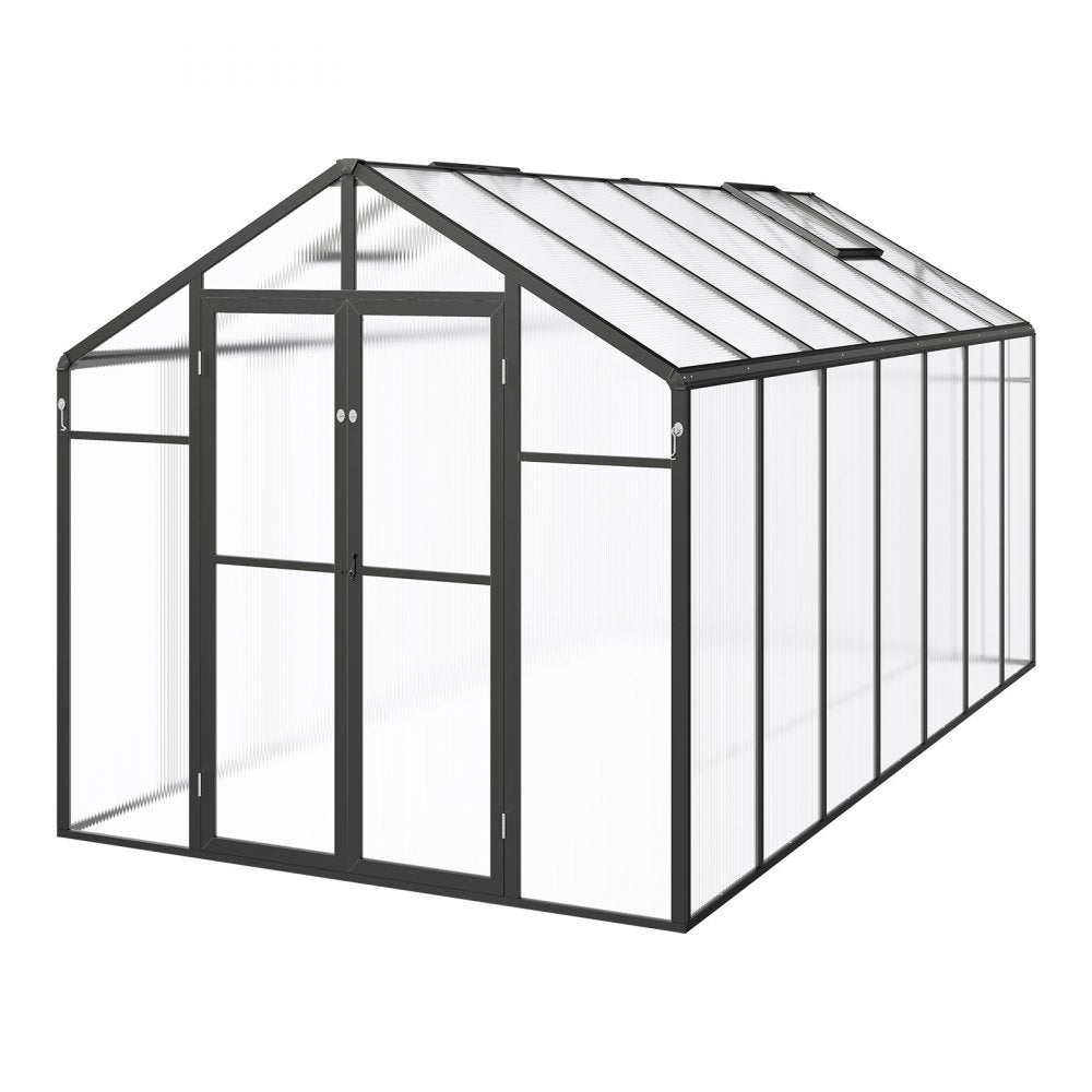 AM037 - 8x14 Ft VEVOR Polycarbonate Greenhouse with Dual Roof Ventilation