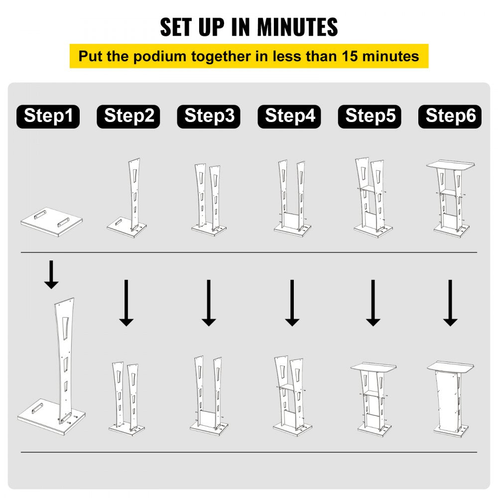 010803172504 - 45" Acrylic Podium with Middle Shelf and Anti-Slip Design