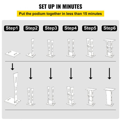 010803172504 - 45" Acrylic Podium with Middle Shelf and Anti-Slip Design