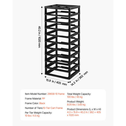 29658-10 frame - Versatile 10-Tier Plastic Storage Organizer for Home & Office