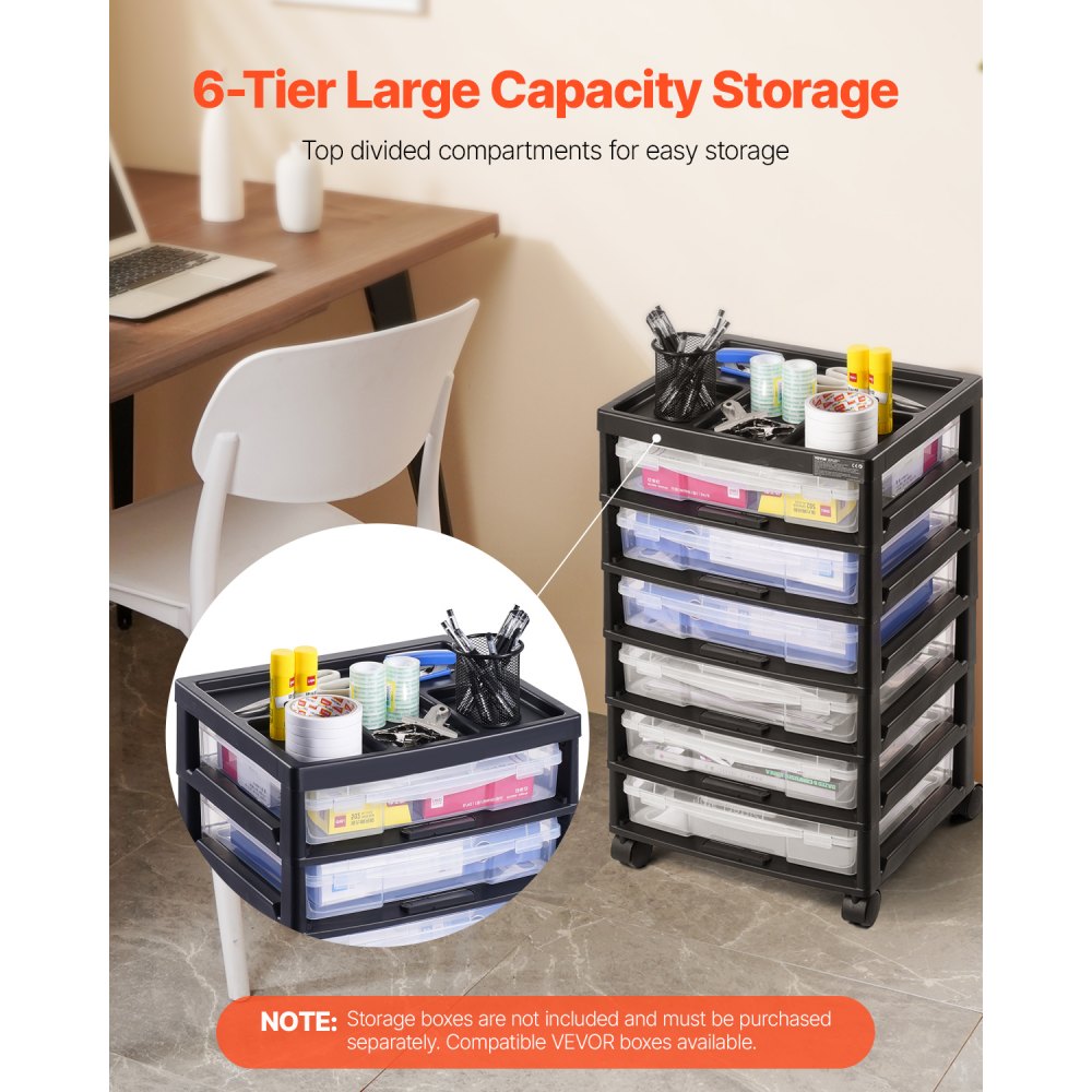 29658 - 6-Tier Rolling Craft Cart with Locking Wheels, 14.3in x 15.9in x 27in
