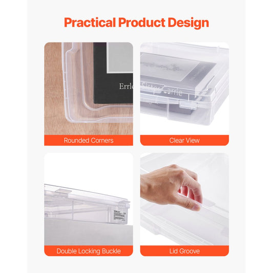 21976-6 - 14x14" Stackable Scrapbook Storage Boxes, 6 Clear Containers