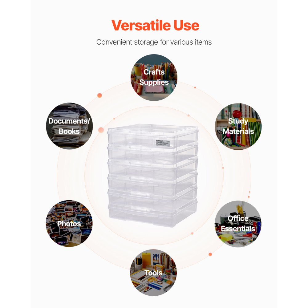 21976-6 - 14x14" Stackable Scrapbook Storage Boxes, 6 Clear Containers