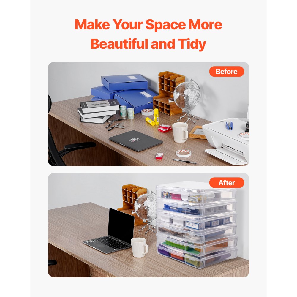 21976-6 - 14x14" Stackable Scrapbook Storage Boxes, 6 Clear Containers