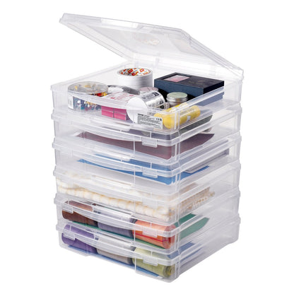 21976-6 - 14x14" Stackable Scrapbook Storage Boxes, 6 Clear Containers