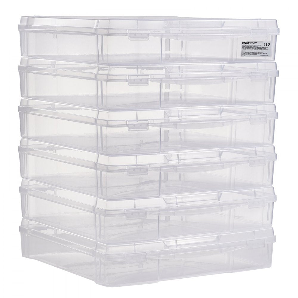 21976-6 - 14x14" Stackable Scrapbook Storage Boxes, 6 Clear Containers