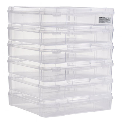21976-6 - 14x14" Stackable Scrapbook Storage Boxes, 6 Clear Containers