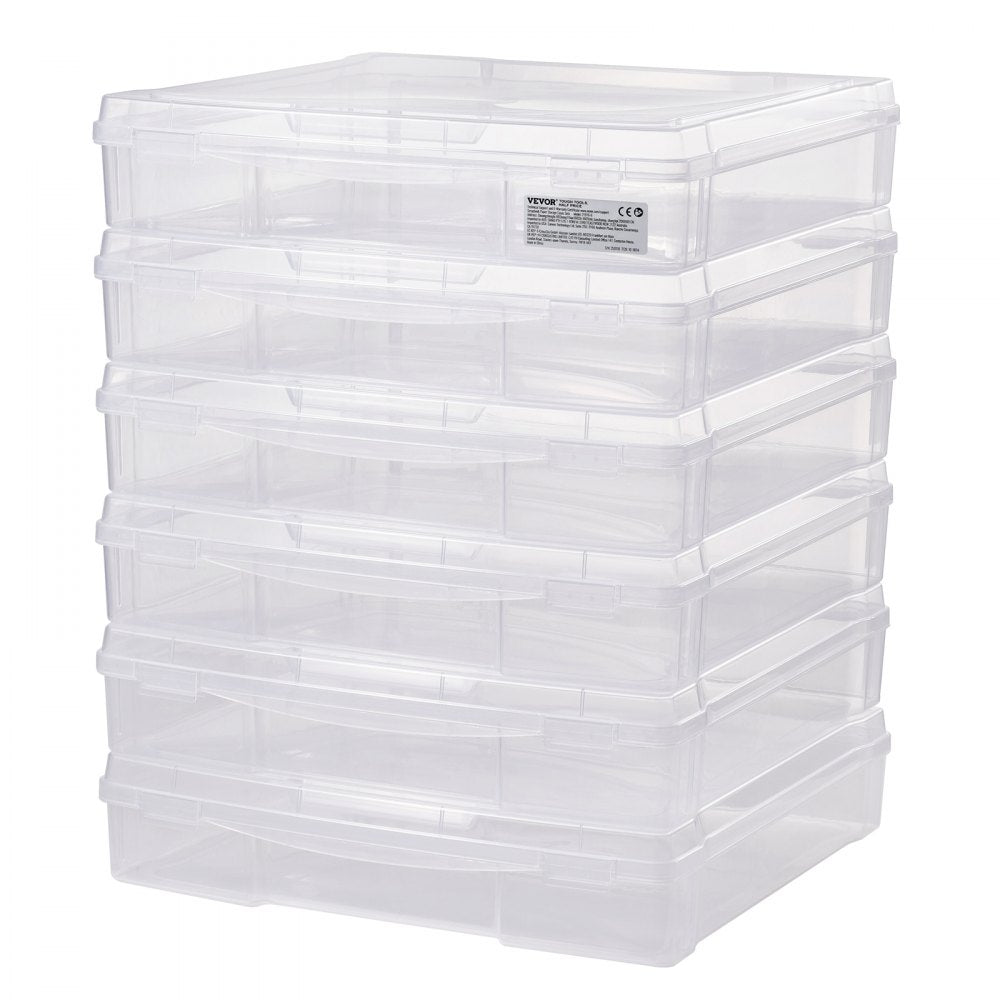 21976-6 - 14x14" Stackable Scrapbook Storage Boxes, 6 Clear Containers