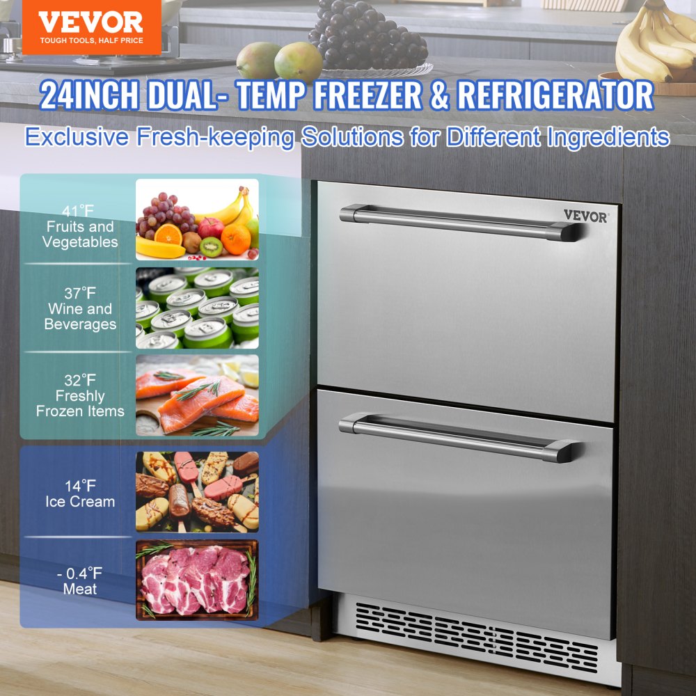 BCD-145WD - Compact 24" Undercounter Fridge with Dual-Temperature Drawers