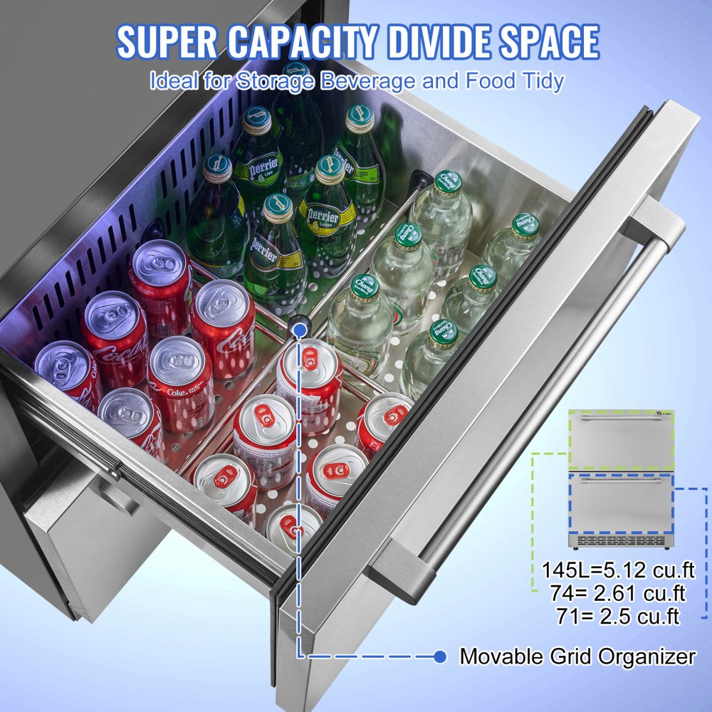 BCD-145WD - Compact 24" Undercounter Fridge with Dual-Temperature Drawers