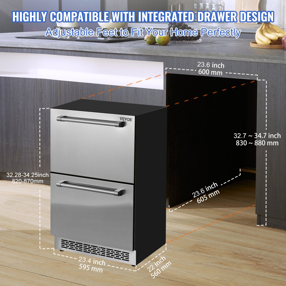 BCD-145WD - Compact 24" Undercounter Fridge with Dual-Temperature Drawers