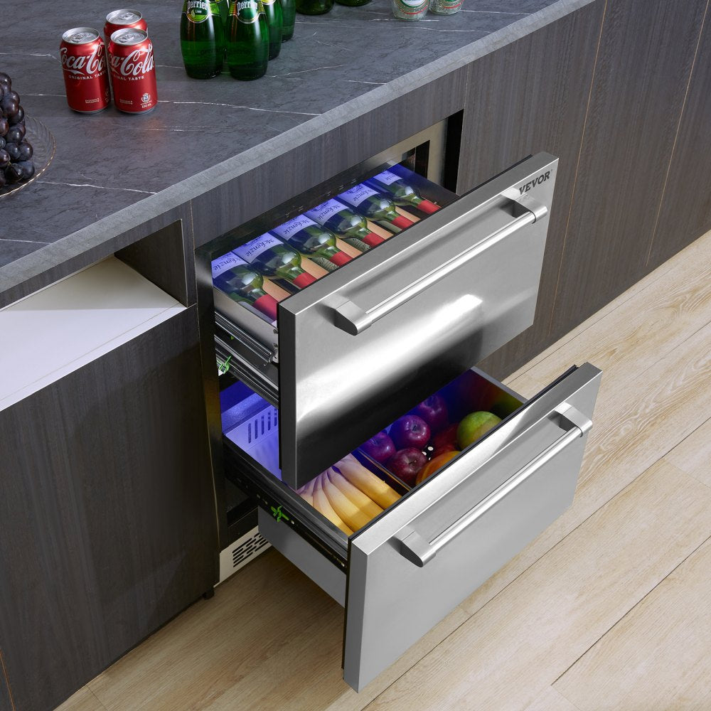 BC-145WD - 24" Stainless Steel 2-Drawer Wine Cooler with Dual Temperature Control