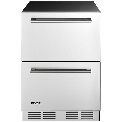 BC-145B/2T - 24" Dual Drawer Stainless Steel Refrigerator with 140L Capacity