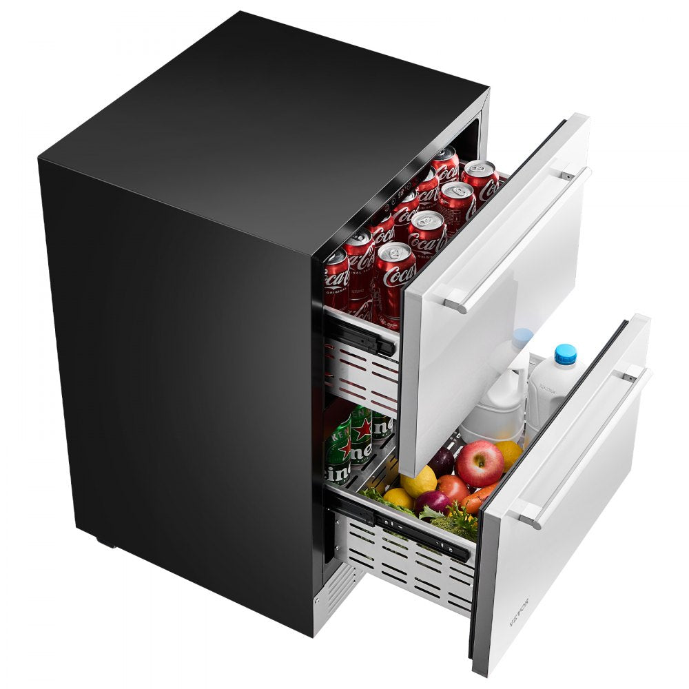 BC-145B/2T - 24" Dual Drawer Stainless Steel Refrigerator with 140L Capacity