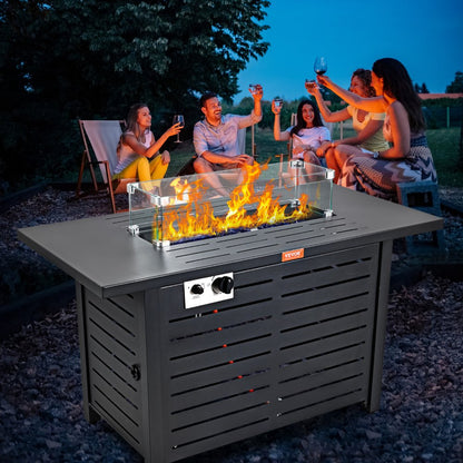 QL-001 Gas Fire Pit - 43" 50000 BTU Table with Rain Shield & Ignition