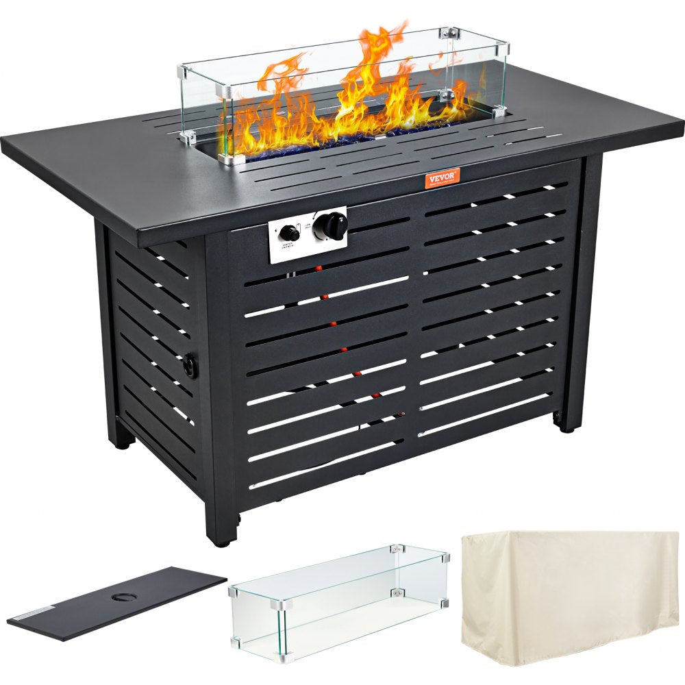 QL-001 Gas Fire Pit - 43" 50000 BTU Table with Rain Shield & Ignition