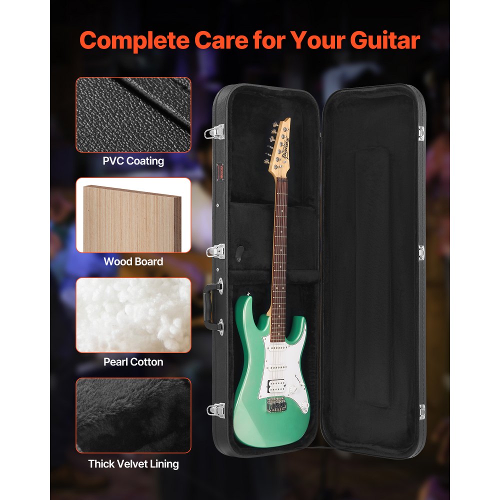 JX-41A - Portable Electric Guitar Hard Case with Plush Padding, 43.11 in