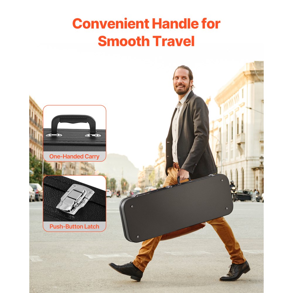 JX-41A - Portable Electric Guitar Hard Case with Plush Padding, 43.11 in