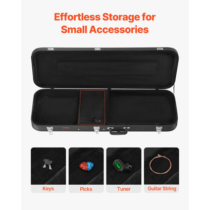 JX-41A - Portable Electric Guitar Hard Case with Plush Padding, 43.11 in