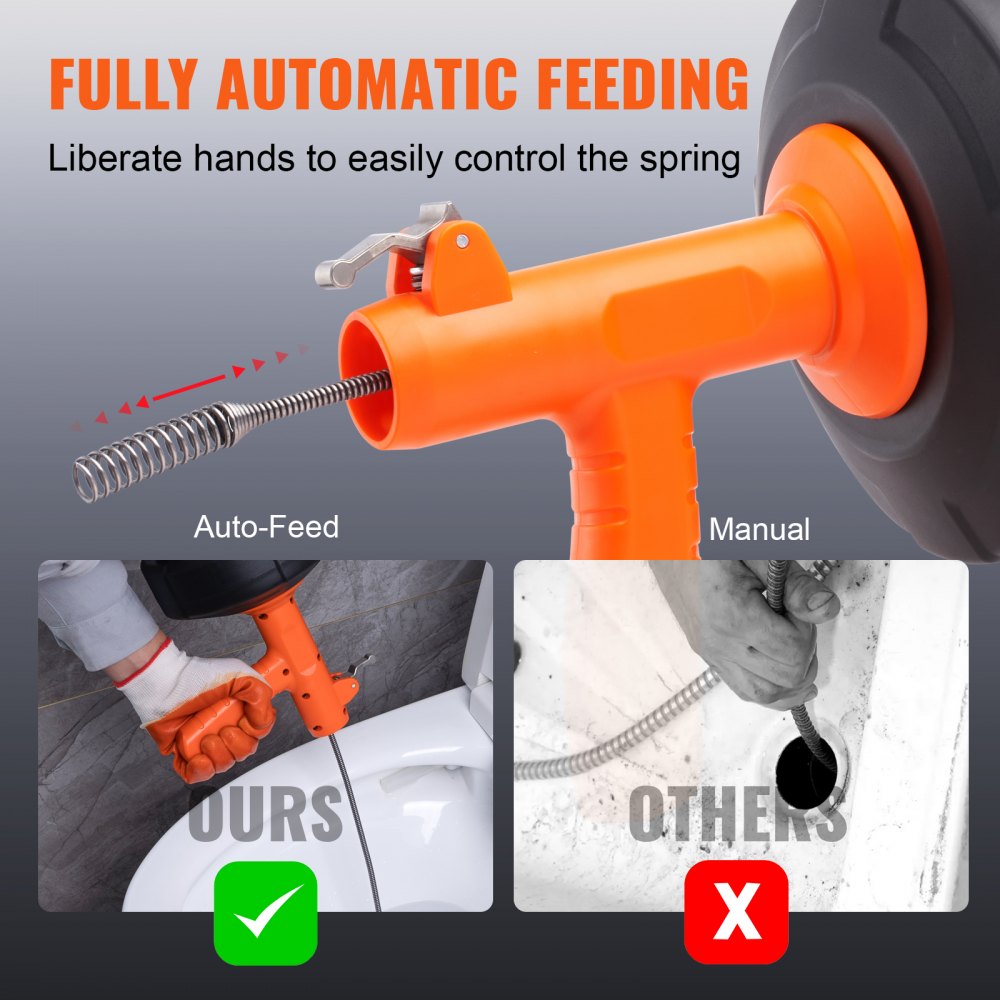 RC-2005F - 25ft VEVOR Drain Auger for Effective Clog Removal