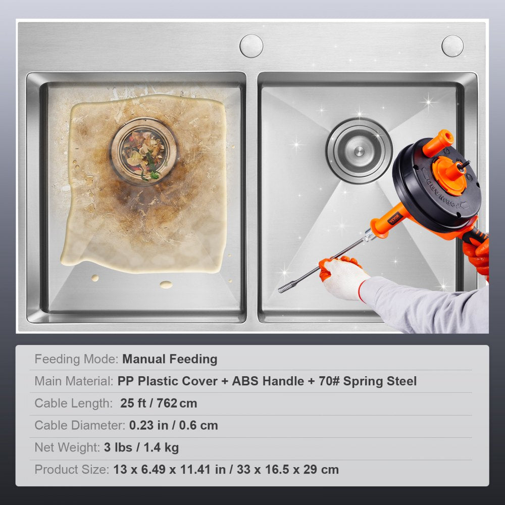 RC-2005F - 25ft Steel Drain Auger for Tough Clogs