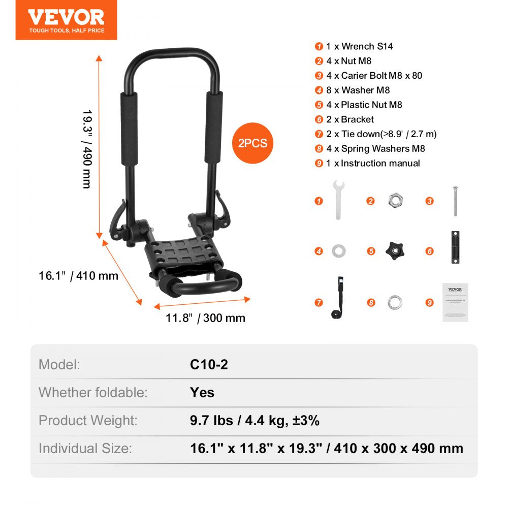 C10-2 - Portable J-Bar Kayak Rack, Durable & Foldable Design