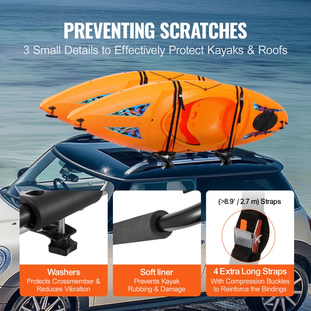 C10-4 - Durable J-Shaped Kayak Roof Rack for 2 Kayaks