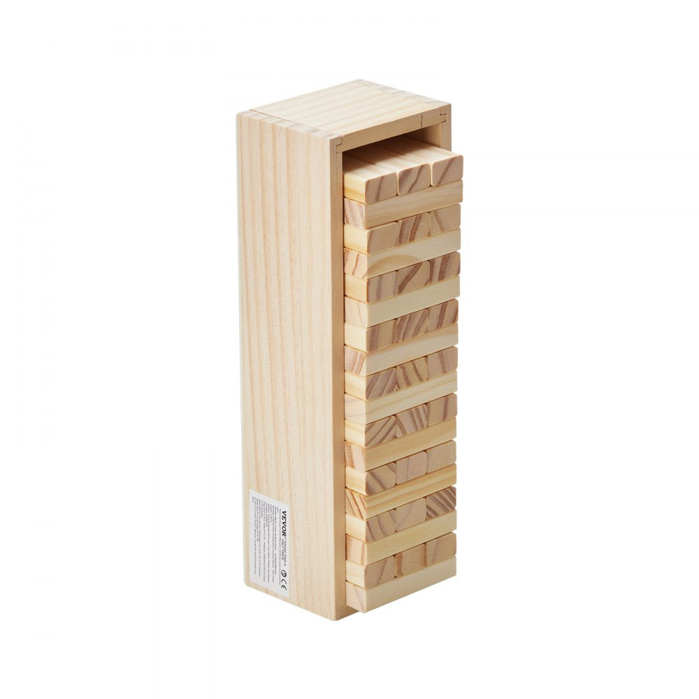 NTMN1001 - 54 Pine Wood Tumbling Blocks Tower Game, 2ft High