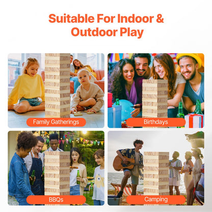 NTMN1002 - 54 Blocks Pine Wood Tumbling Tower Game, 2ft High Challenge