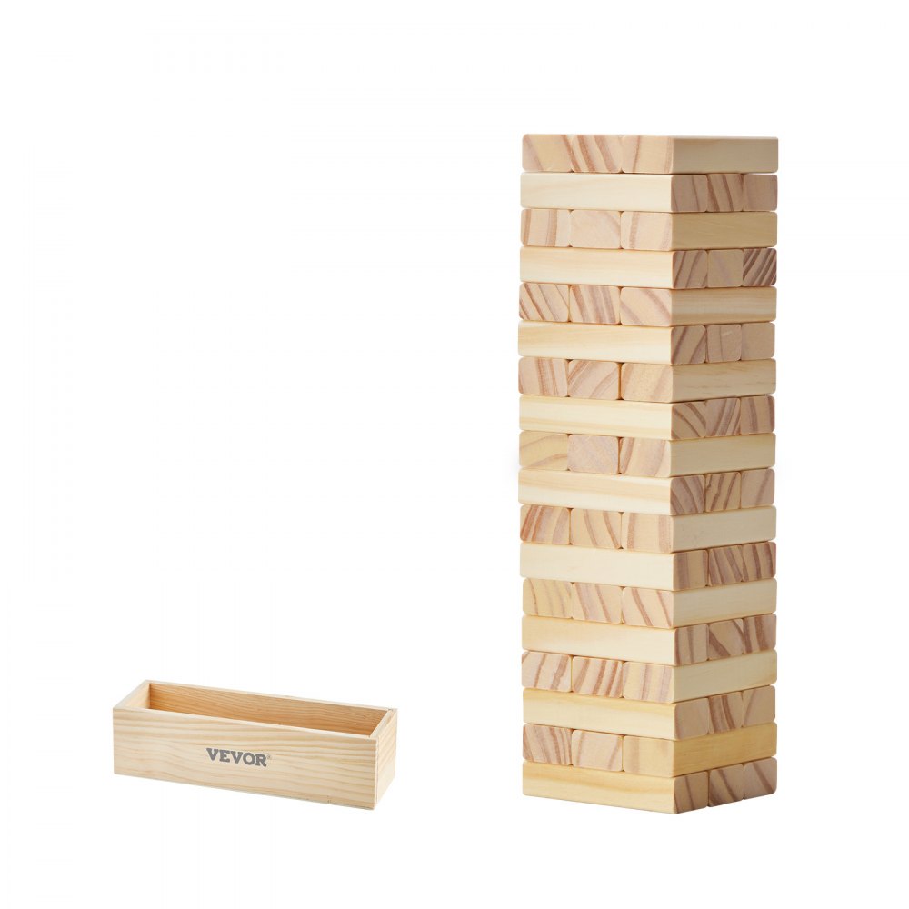 NTMN1002 - 54 Blocks Pine Wood Tumbling Tower Game, 2ft High Challenge